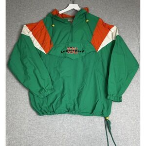 Vintage IOU Pullover Jacket Mens XL Hooded Nylon Windbreaker 90s